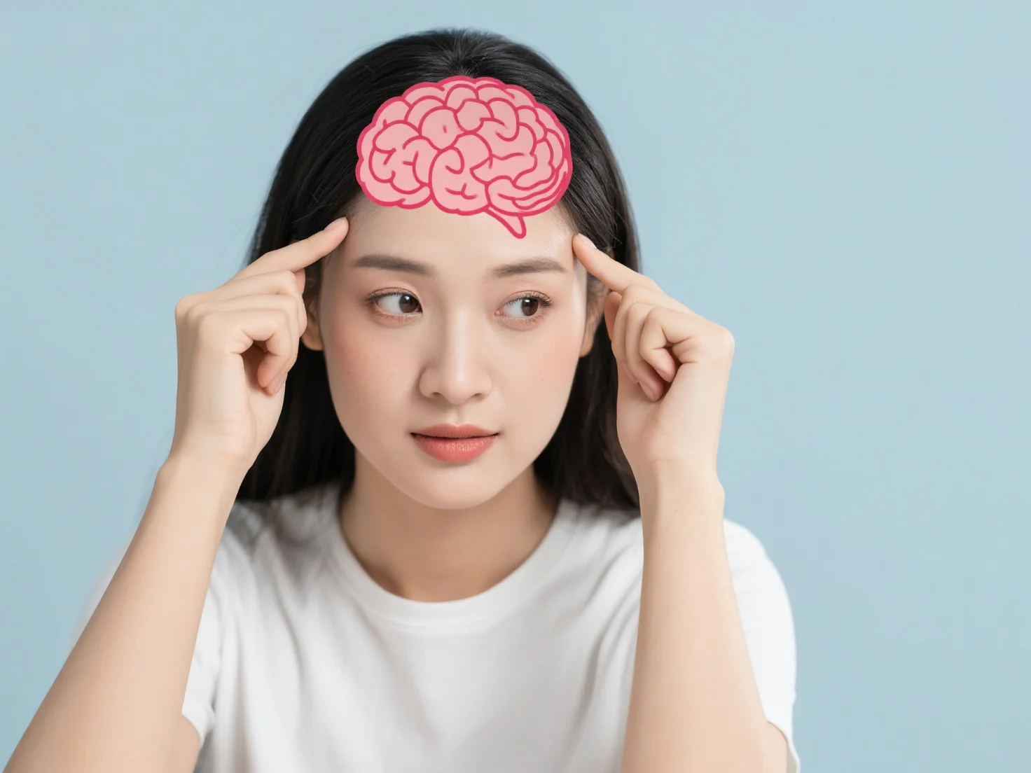 jimeng 2025 09 08 6034 年輕女性 用裡的使用腦力 高解析度