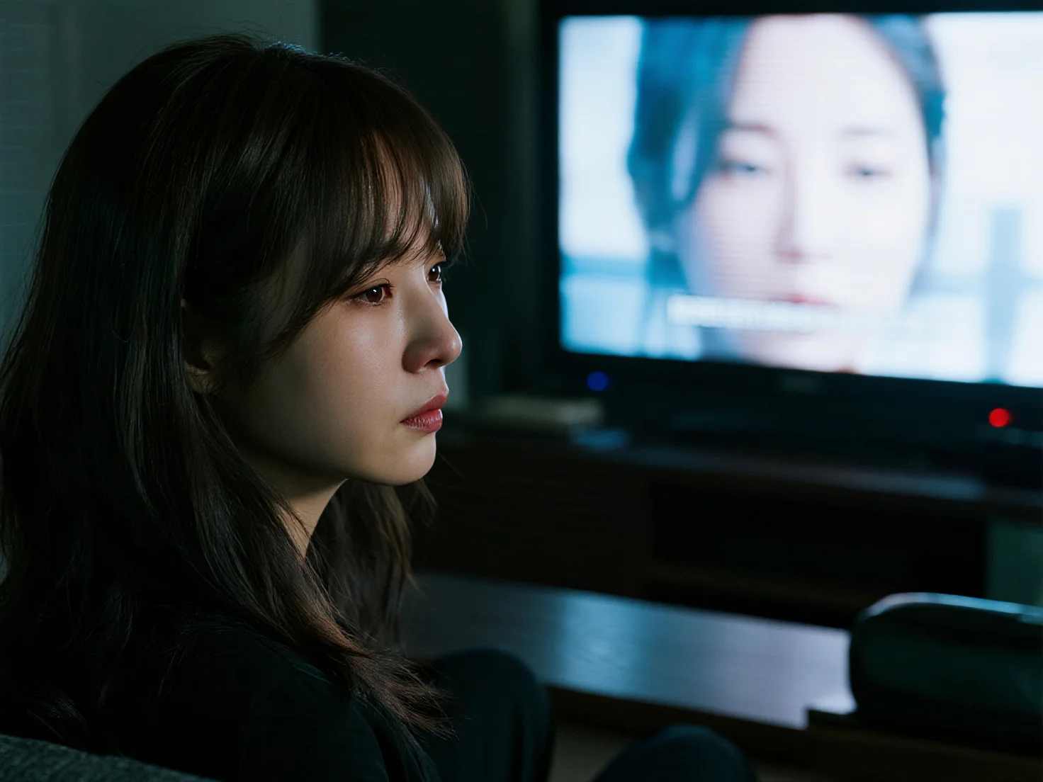 jimeng 2025 09 08 9415 職場女性晚上在看連續劇 有黑眼圈