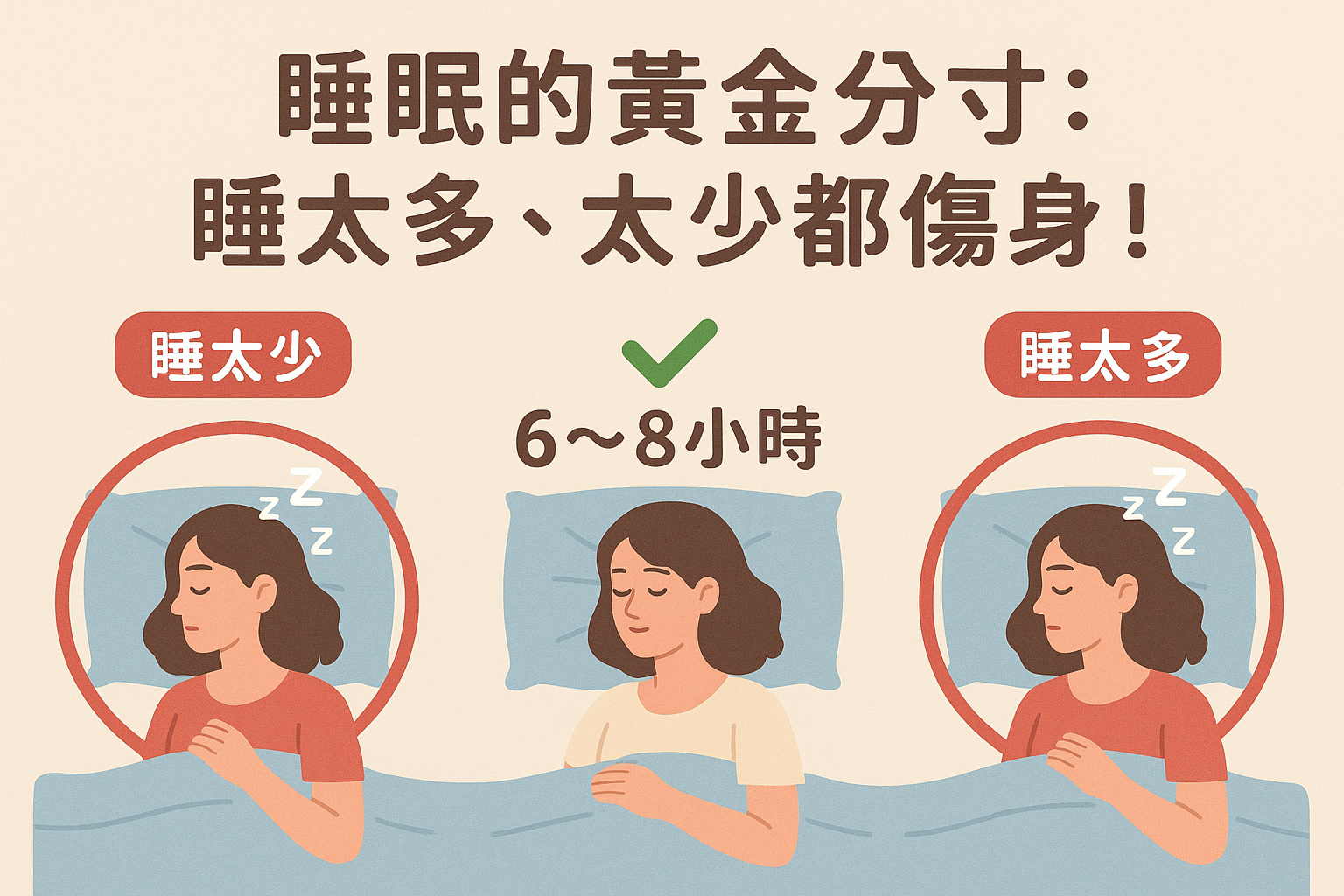 睡眠的黃金分寸：睡太多、太少都傷身！